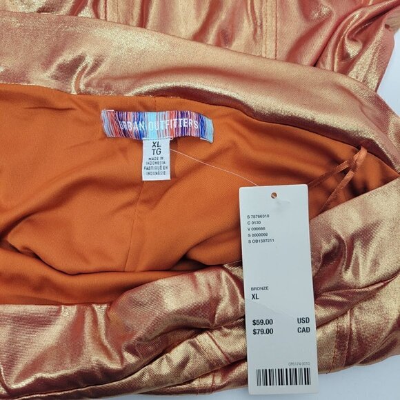 NWT Urban Outfitters Kristy Disco Bronze Metallic Strapless Mini Dress Size XL - Picture 11 of 16